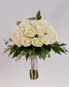 18 White Rose Hand Tied Bouquet