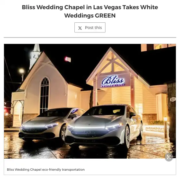 Bliss Wedding Chapel in Las Vegas Takes White Weddings GREEN